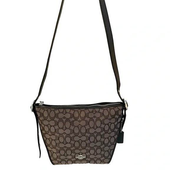 Coach Dufflette Shoulder Bag Signature Black Leather Crossbody - Picture 11 of 17